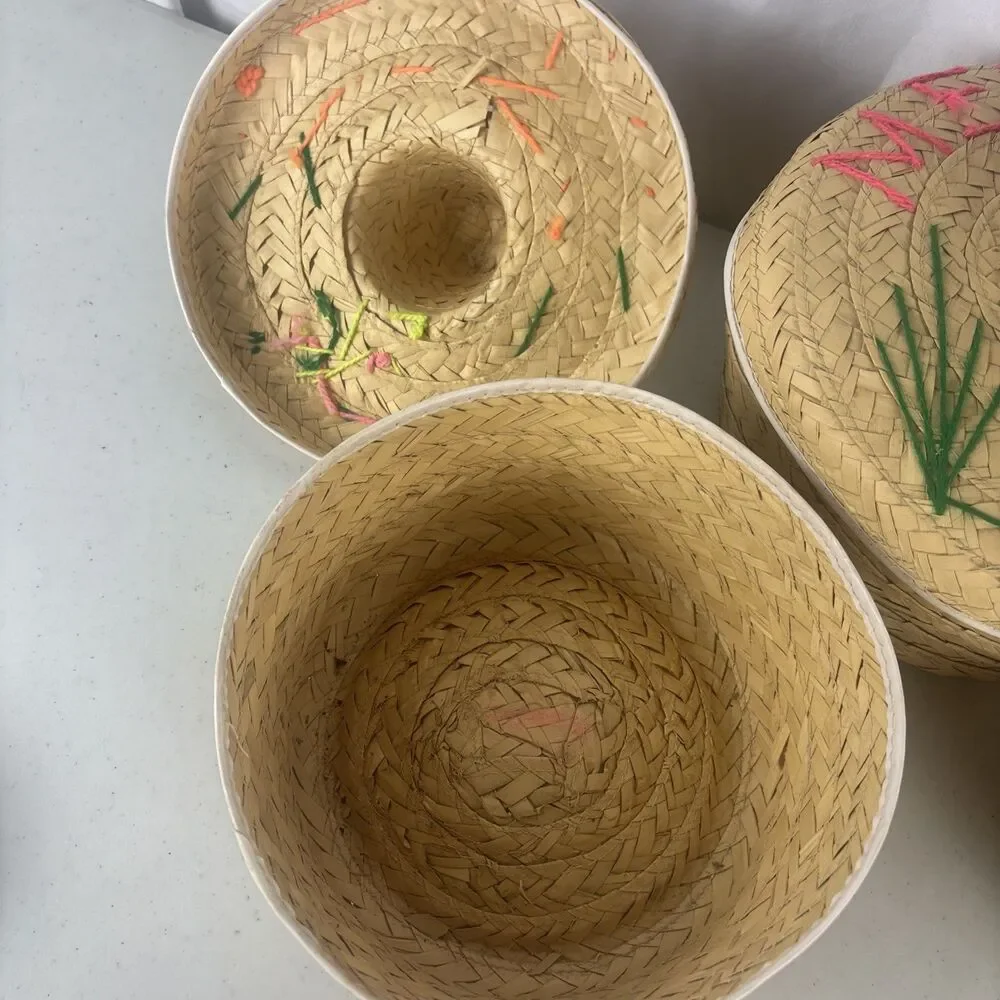 Sombrero Nesting Baskets set of 3 Hand Woven Storage